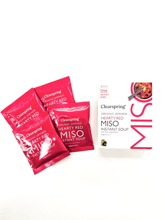 Biologische instant rode miso en wakame soep – 4 x 8 g – Clearspring