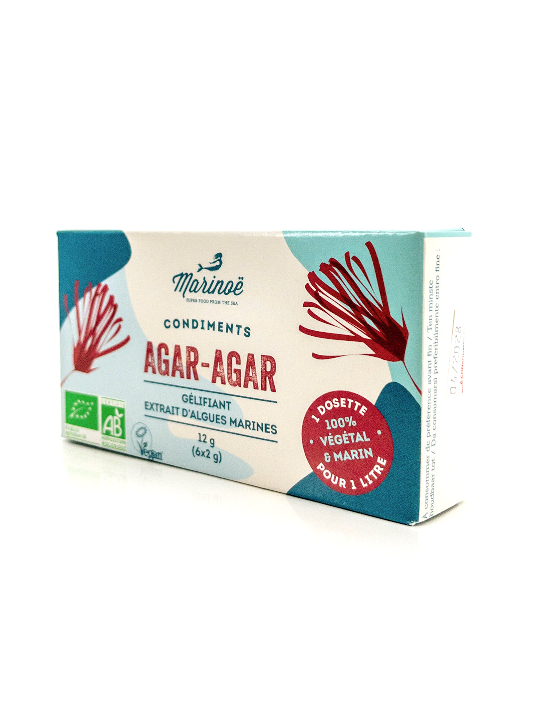 Kanten – Biologische agar-agar in poedervorm – 12 g (6 × 2 g) – Marinoë