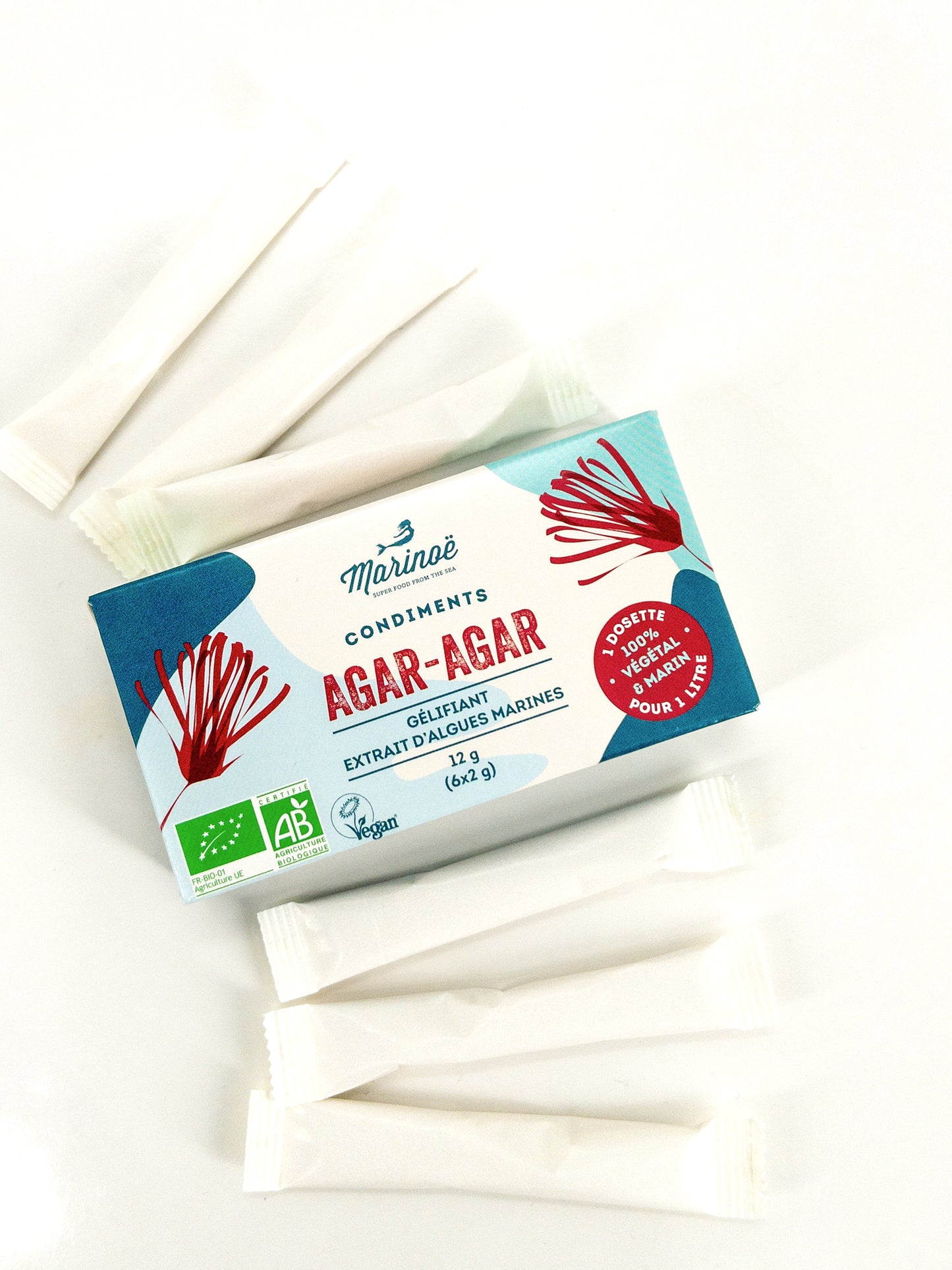 Kanten – Biologische agar-agar in poedervorm – 12 g (6 × 2 g) – Marinoë