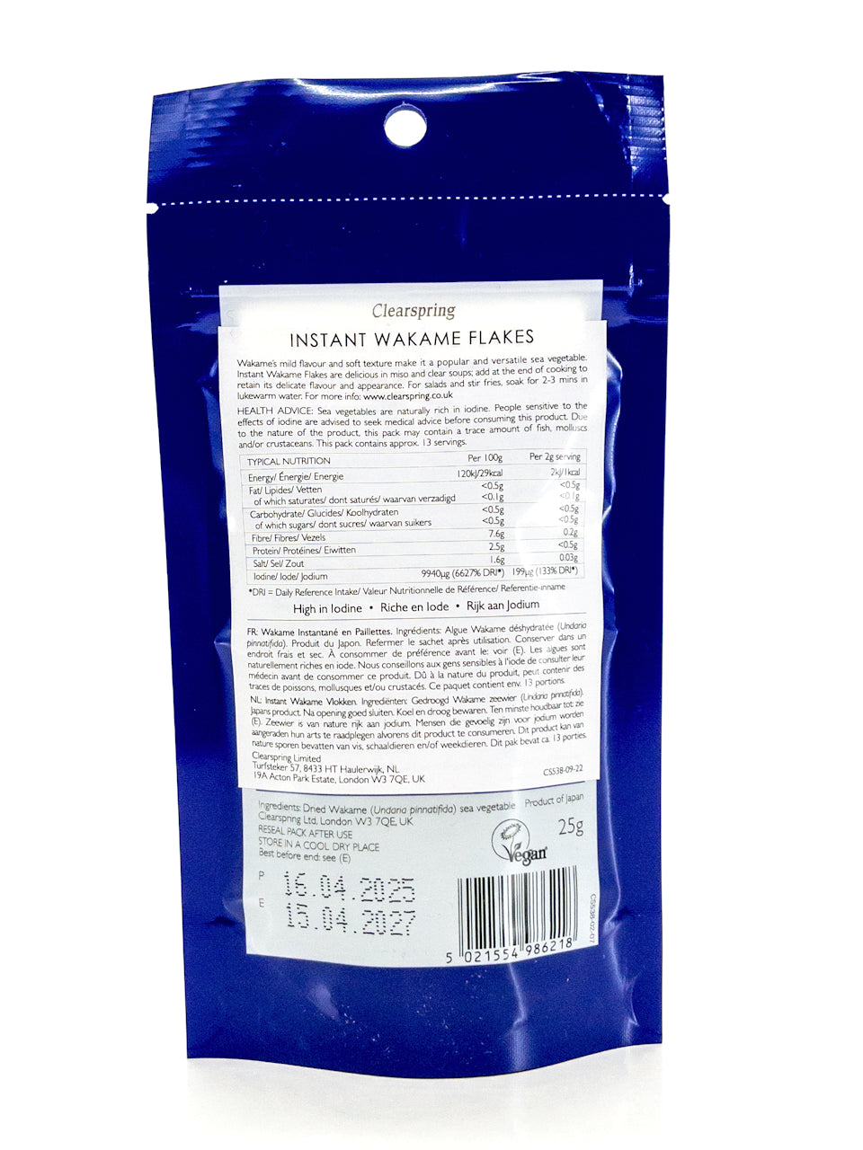 Wakameflocken – 25 g – Clearspring