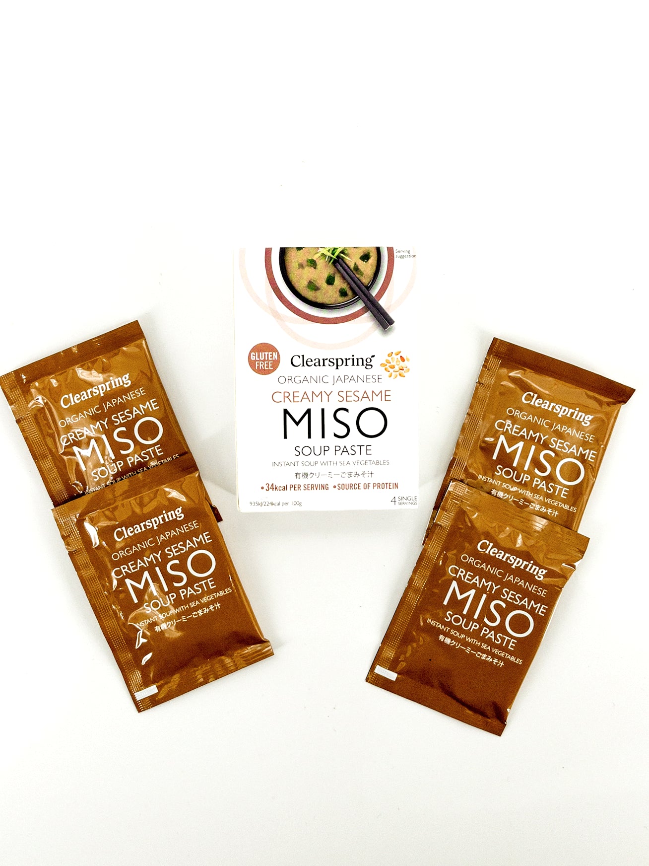 Biologische instant misosoep – romige sesam – 4 × 15 g – Clearspring