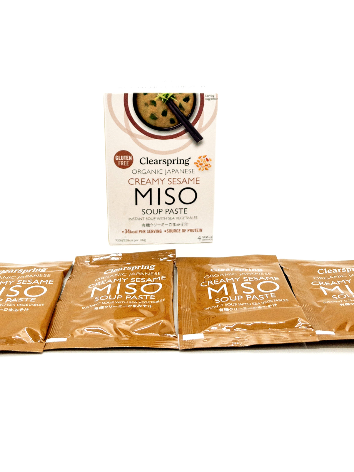 Biologische instant misosoep – romige sesam – 4 × 15 g – Clearspring