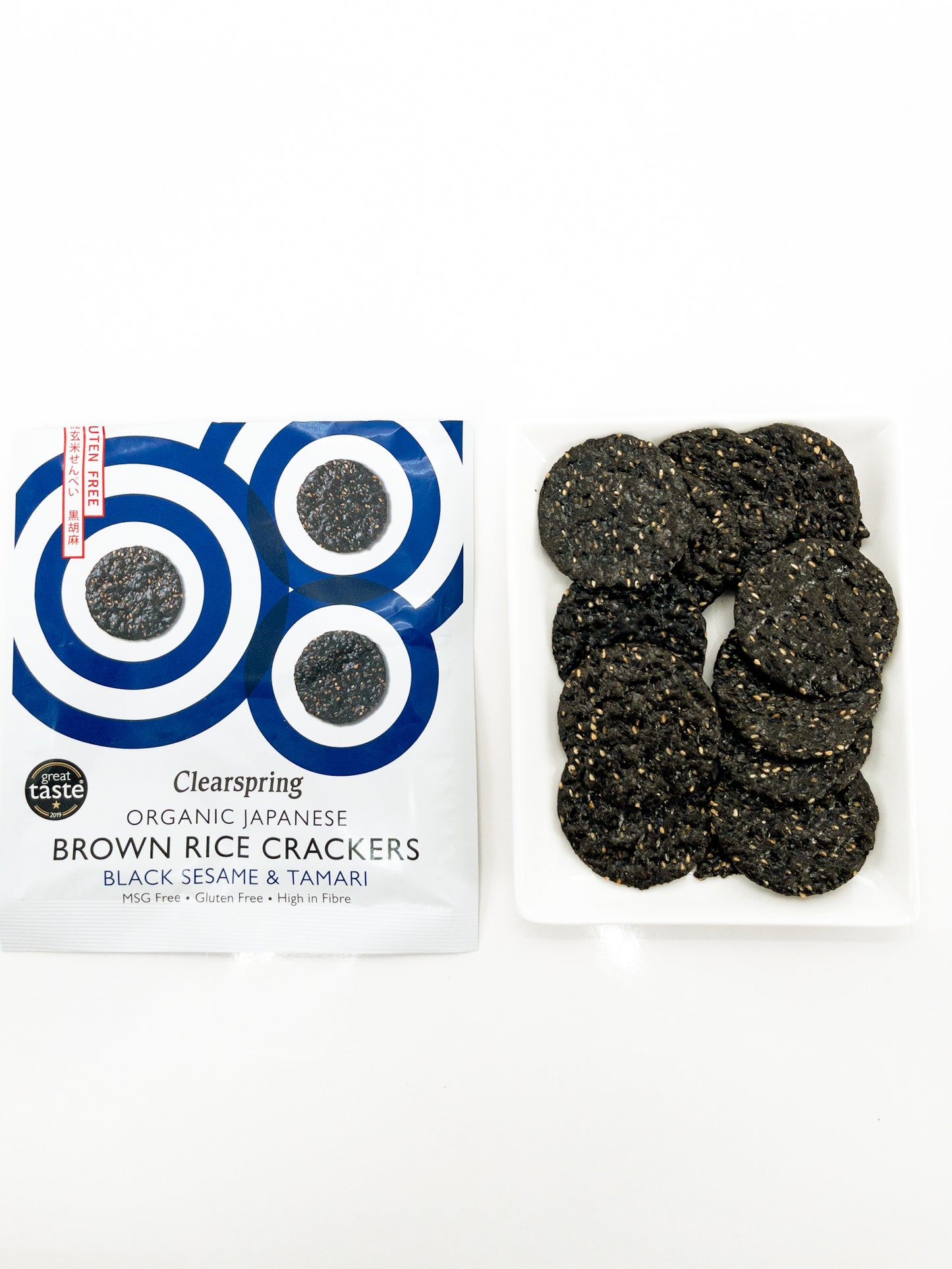 Senbei – Bio-Reiscracker mit schwarzem Sesam – 40 g – Clearspring