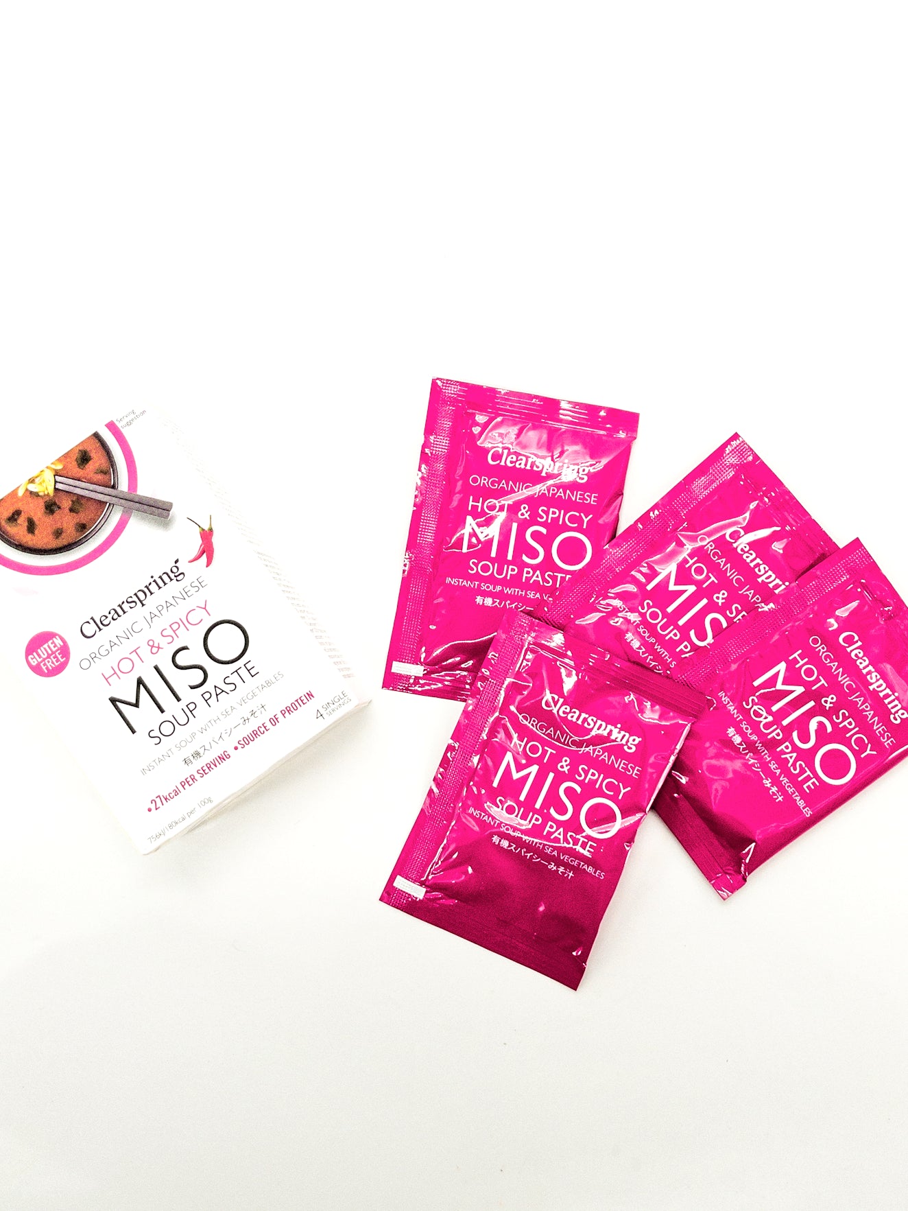 Biologische instant misosoep – pittig en kruidig – 4 × 15 g – Clearspring