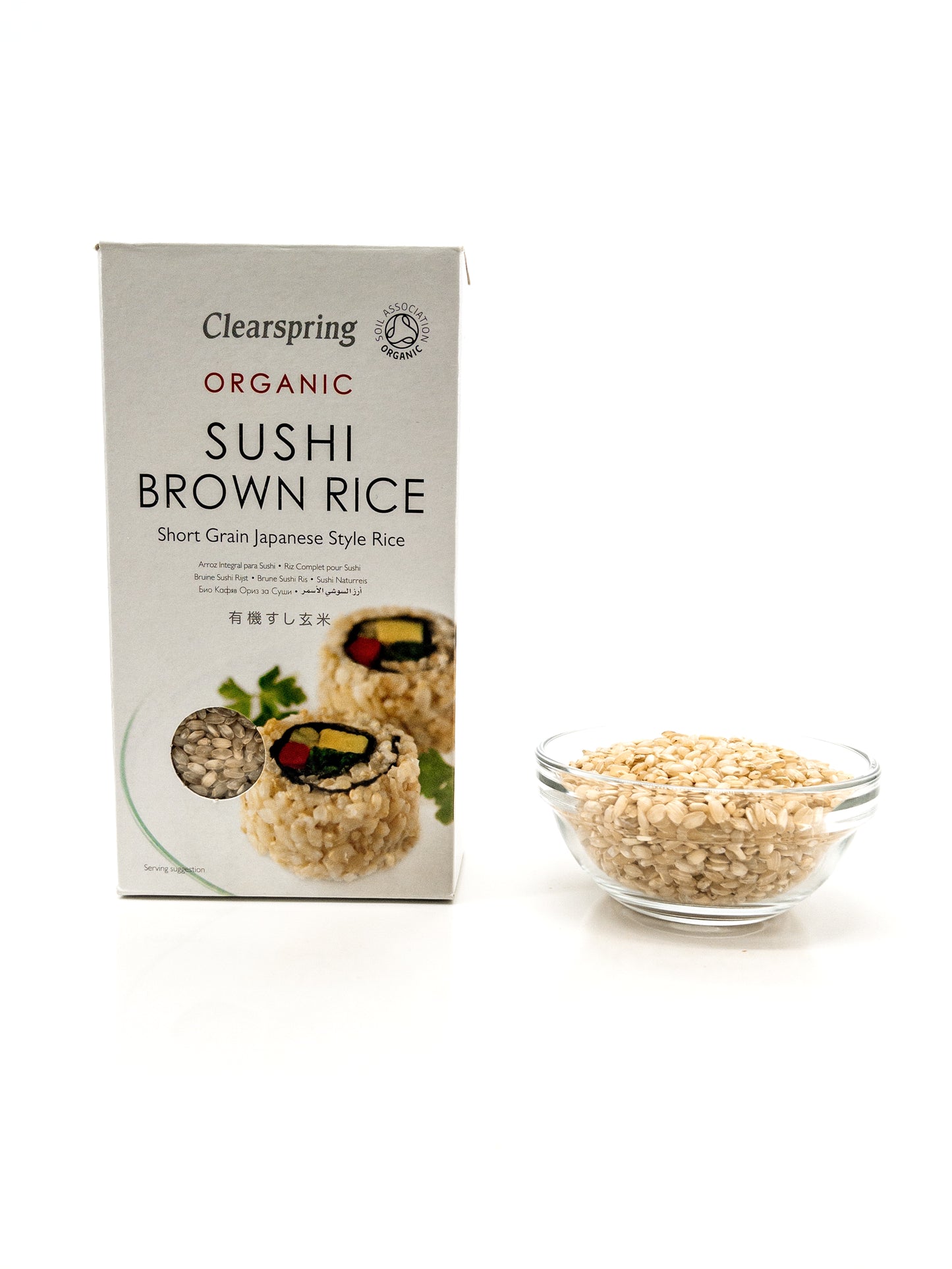 Biologische bruine rijst voor sushi - 500 g - ClearspringBiologische volkoren sushirijst – 500 g – Clearspring