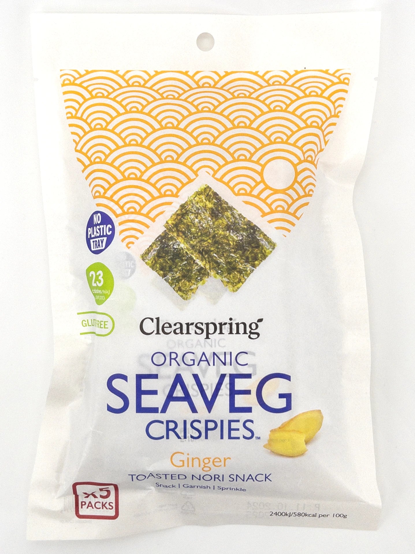 Paquet de chips d'algues au gingembre bio Clearspring