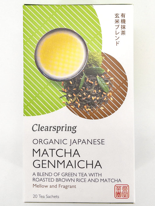 Boîte de 20 infusettes de thé vert Matcha Genmaicha bio, Clearspring | Épicerie en ligne Eat In Japan