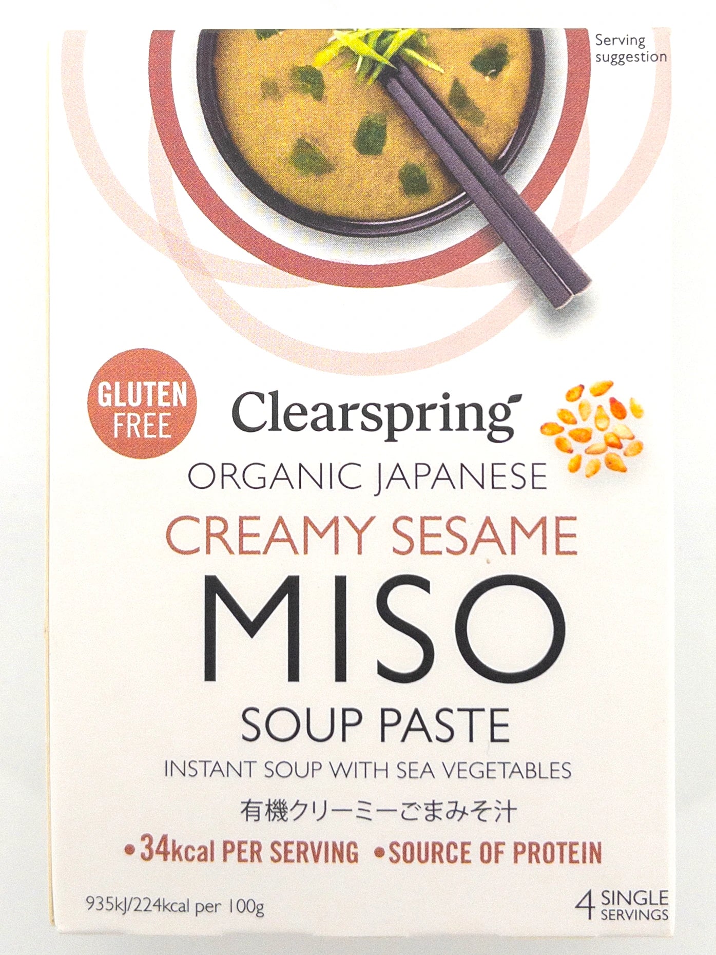Biologische instant misosoep – romige sesam – 4 × 15 g – Clearspring
