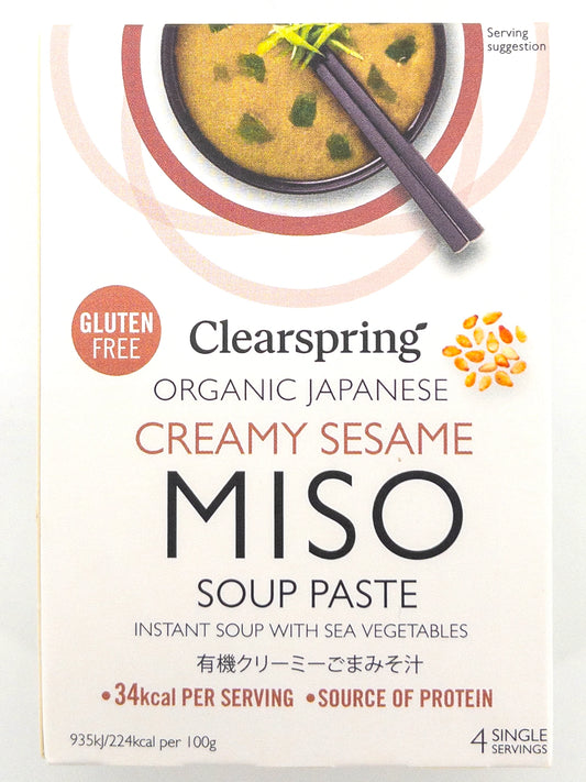 Biologische instant misosoep – romige sesam – 4 × 15 g – Clearspring